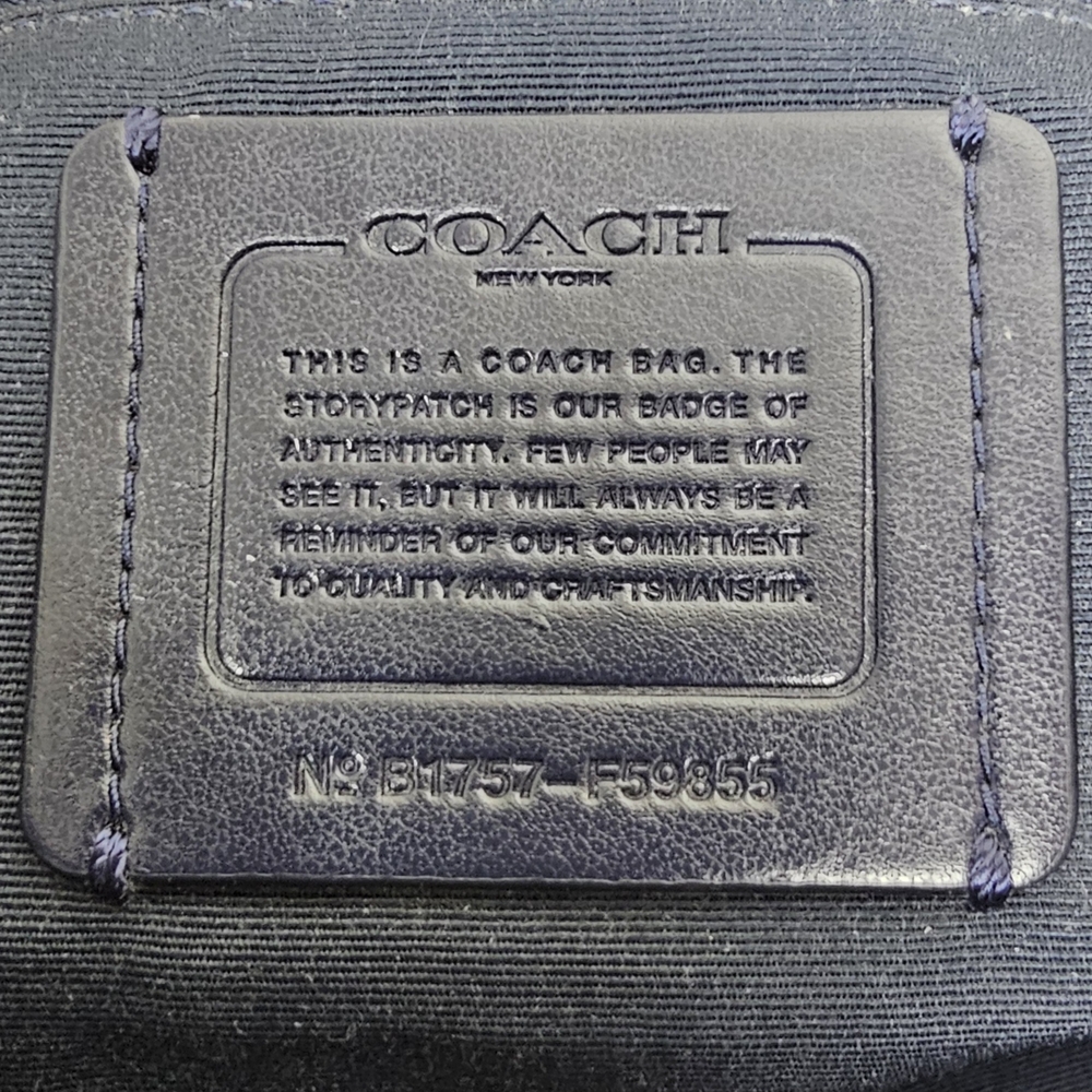 Coach Navy White Zip Top Tote in Crossgrain Leather - Picture 7 of 10
